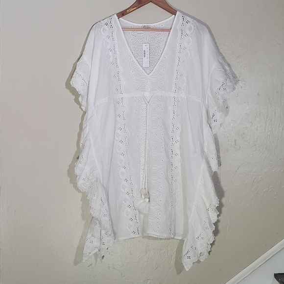 J. Crew Other - J.Crew White Lace Tunic with Ruffled Sleeves